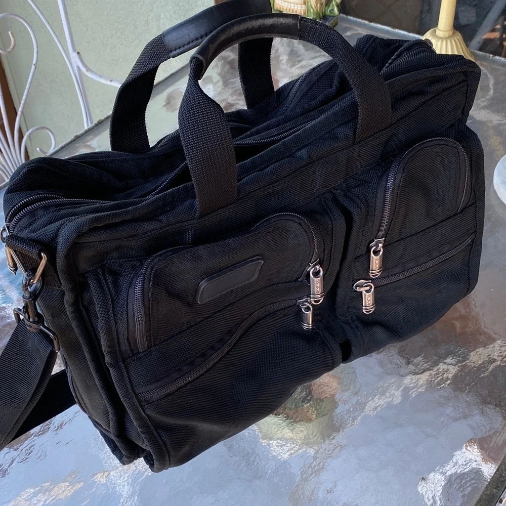 Tumi Limited Edition computer laptop bag detail Metal – Black with Silver Trim